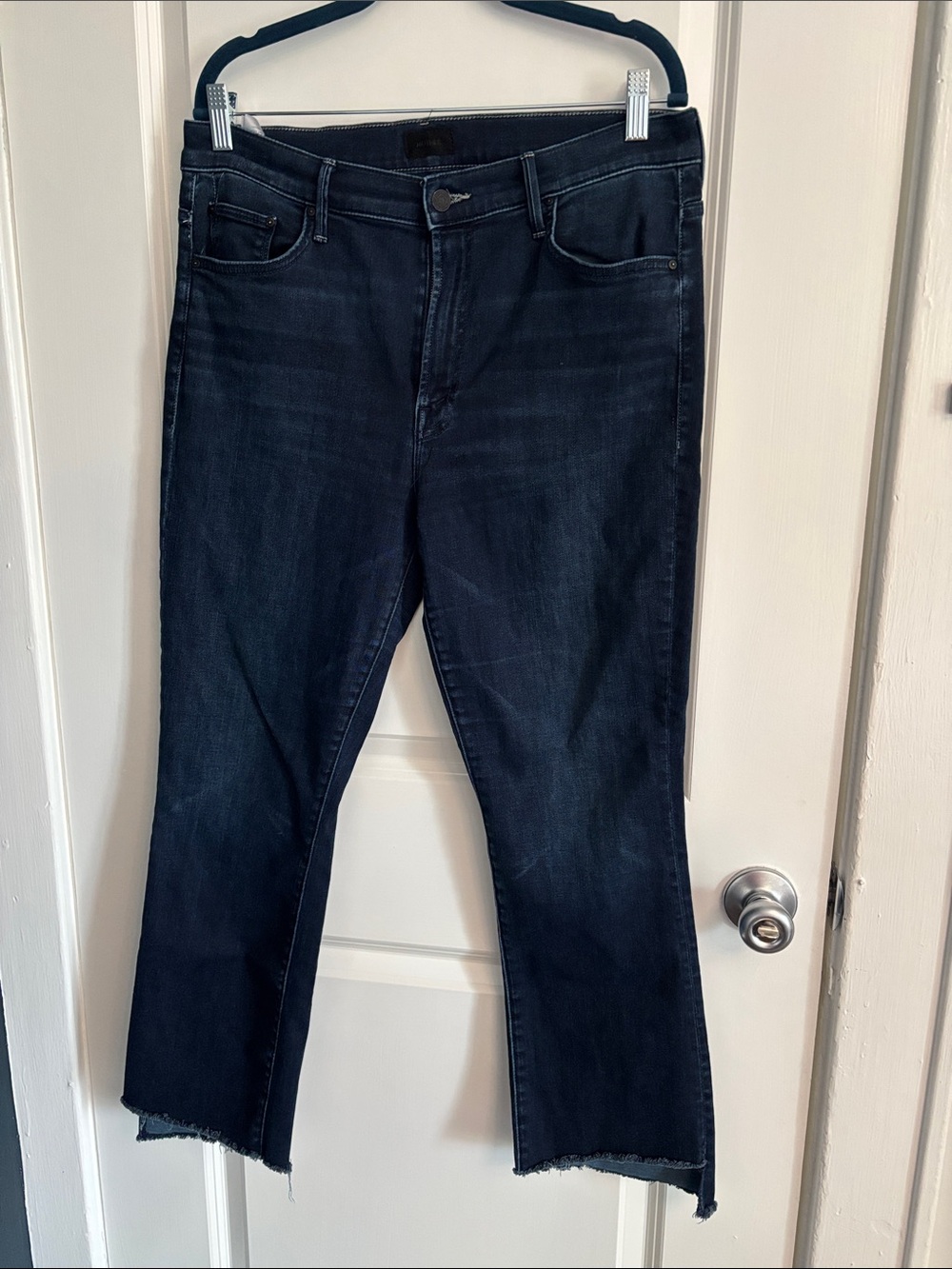 MOTHER Straight-Leg Jeans in Dark Blue Denim